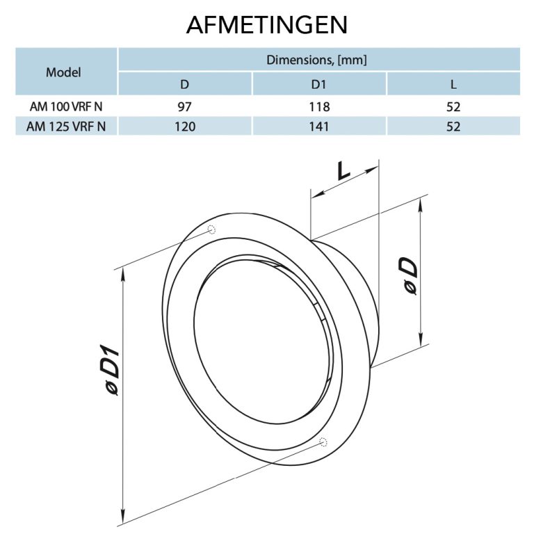 Luchtventiel RVS | Ø125 mm | Toe- en afvoer - Afbeelding 3