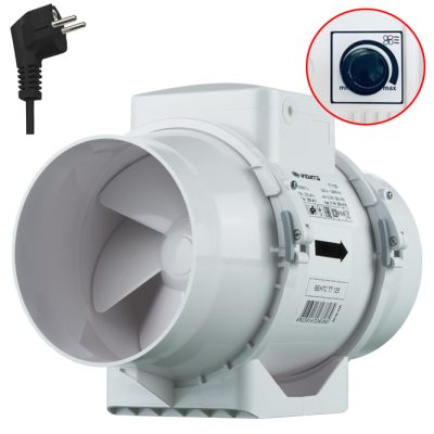 Vents buisventilator 100 mm | TT inline | 187 m³/h | Met regelaar en stekker
