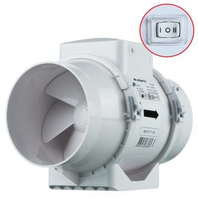 Vents buisventilator 100 mm | TT inline | 187 m³/h | Met 2-standenschakelaar